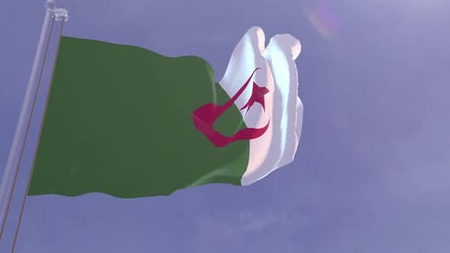 Algeria Flag Close Up Rotation
