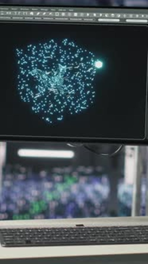 Vertical Video Industrial Platform Workstation in Automated Data Center Doing Machine Learning