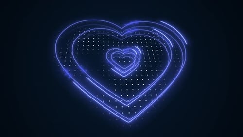Abstract Blue Neon Hearts Seamless Loop Background