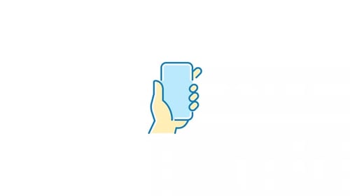 Animated Hand Holding Smartphone Flat Design Icon