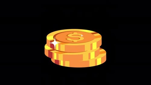 Animated Isometric Gold Dollar Coins Icon