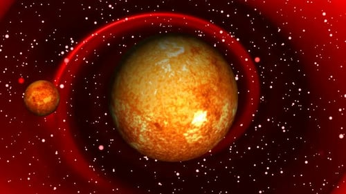 Die Sonne dreht sich auf leuchtenden Sternen mit digitalem realistischem und fließendem Bewegungshintergrund