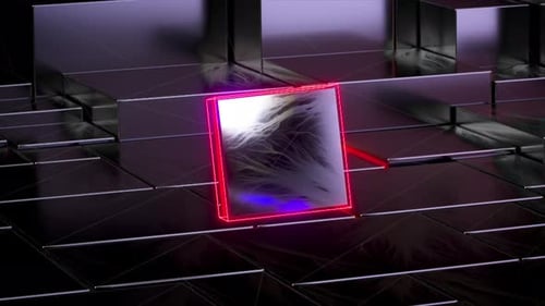 3D Red Cube Motion On Black