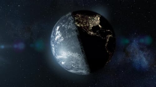 Rotating Planet Earth from Space with Luminous City Lights