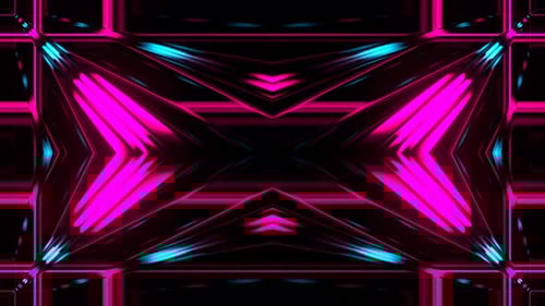 Cyan And Pink Futuristic Cyberpunk Neon Kaleidoscope Animation Background Vj Loop In 4K
