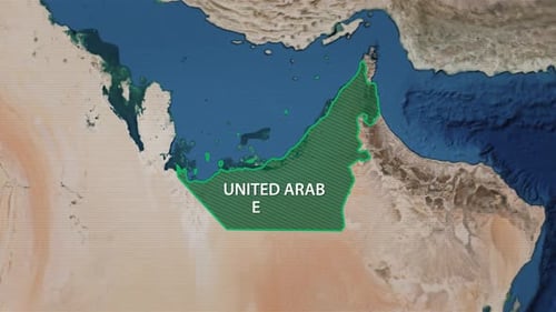 Modern Earth Map Zoom and United Arab Emirates Highlight