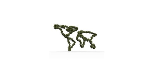 Animation of world map formed with forest outline on white background