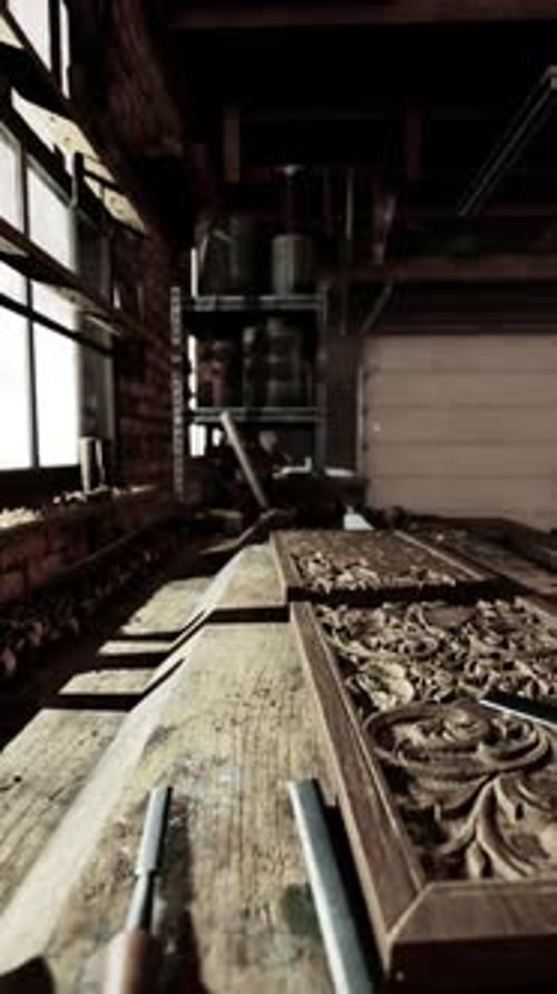 Traditional Old Carpenter Workshop Interior