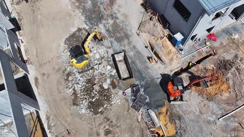 Excavator Construction Drone Video