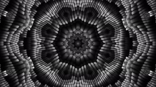 Abstract Black and White Geometric Pulsating Kaleidoscope Background