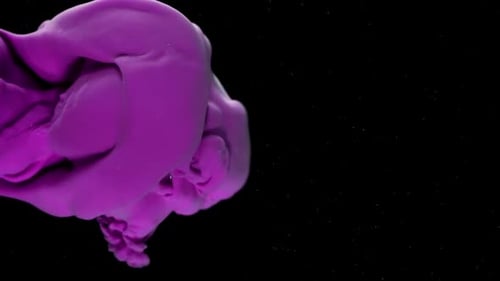 Purple Ink Cloud Flowing on Black Background