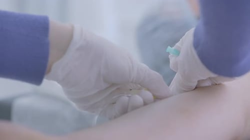 Nurse Inserting Butterfly Needle Into Patient's Vein