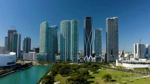 Downtown Miami. Miami skyline panorama. Aerial view of downtown.