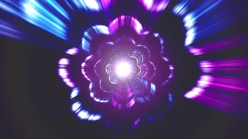 Purple Blue Neon Flower Tunnel Motion Background