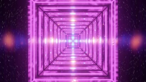 Futuristic Neon Light Tunnel Seamless Loop Animation