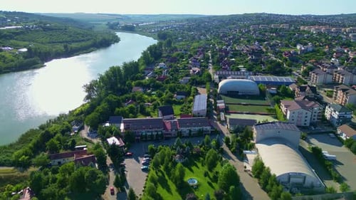 aerial orbit of Capitol Football club headquarters in Iasi, Romania
