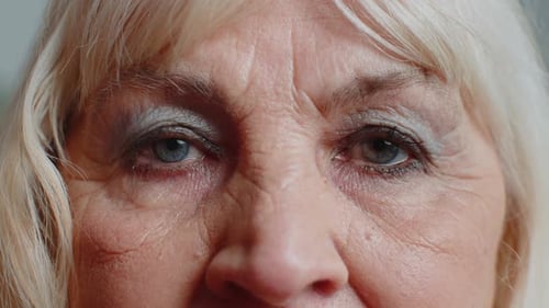 Extreme Close Up of Senior Woman's Face
