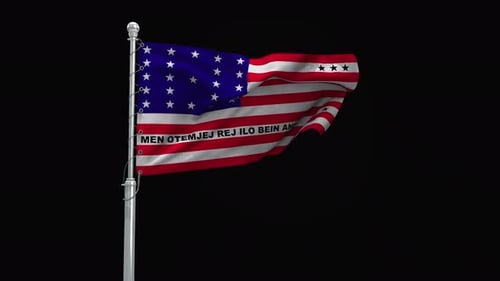 Dynamic Waving Flag Animation with Stars, Stripes, and Text