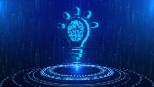 Light Bulb Idea Text Cyberspace Future Digital Technology Hologram Concept