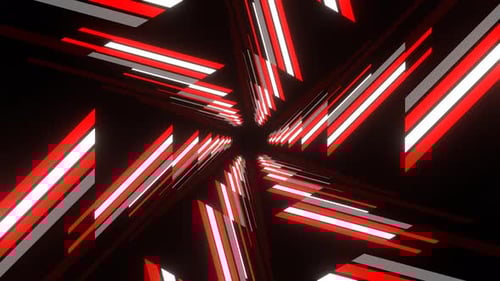 Red And White Hexagonal Neon Line Moving Lighting Background Vj Loop In 4K