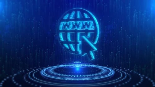 Futuristic Rotating Internet WWW Globe Digital Animation