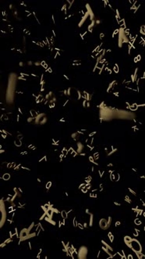 Vertical Falling 3D Golden Characters Abstract Background