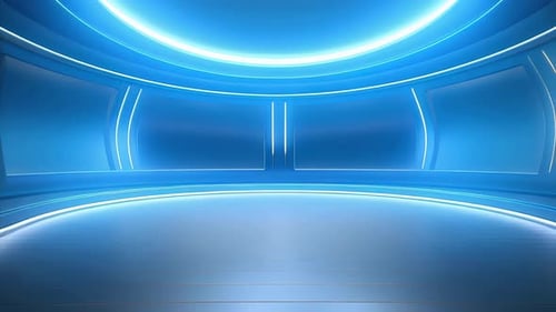 podium Futuristic showcase with platform for product displaying. Empty modern stage display