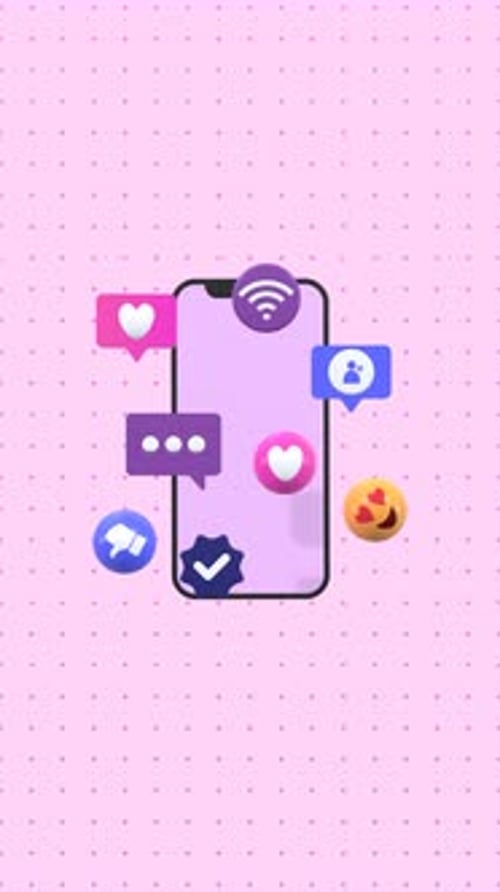 Animated Social Media Icons Pop Around a Modern Smartphone