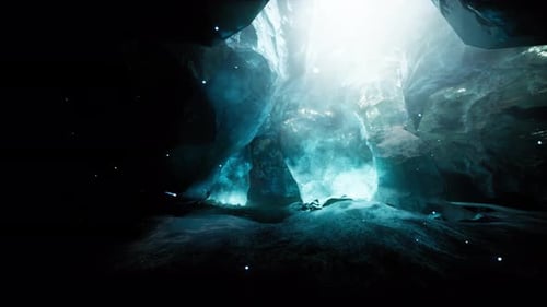 Beautiful Ice Cave Interior at Glacier National Park