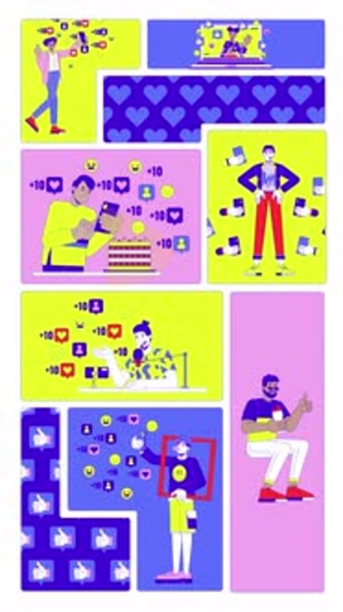 Flat Design Social Media Engagement Animations with People