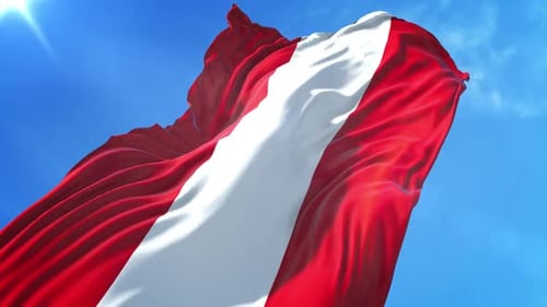 Realistic Waving National Flag Against Blue Sky Animation