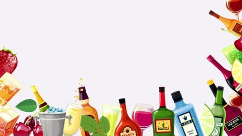 Animated Flat Design Cocktail Drink Border