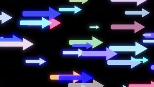 Sign Arrows Loop Animation Randomly Moving And Flying.glowing Neon Arrow Direction Animation