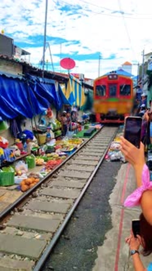 Maeklong Railway Market Thailand a Famous Railway Market in Thailand