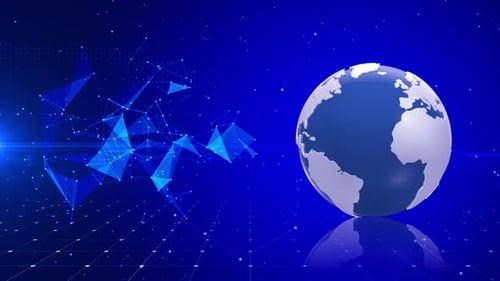 Blue Digital Futuristic Earth Globe Background Loop V3
