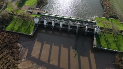 Vue aérienne du barrage de Sutton Bridge