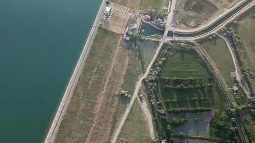 Reservoir Dam Wall Rural Agricultural Facilities and Farmlands Djizak Region