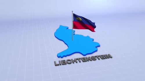 Animated Liechtenstein Flag Waving on Country Map