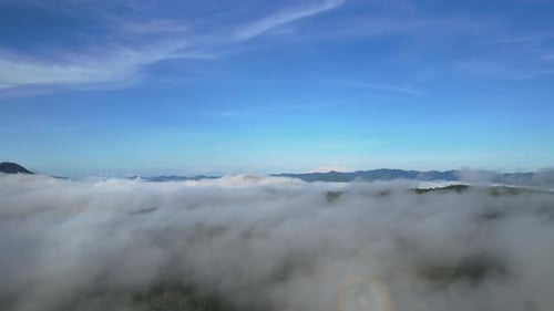 Flight Over Sea Of White Fluffy Clouds Above Costa Rica, 4K Aerial Drone