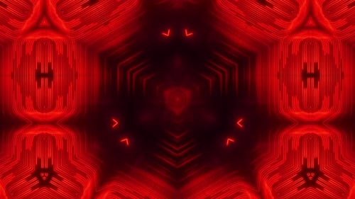 Abstract Red Neon Geometric Kaleidoscope Motion Background