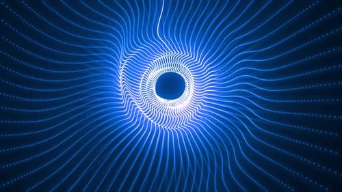 Blue Energy Magic Hi Tech Light Digital Tunnel Frame Made Of Futuristic Energy Lines