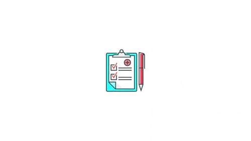 Animated Checklist Icon with Medical Cross and Pen