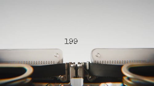 Old mechanical typewriter typing Year 1998 in a close-up view.