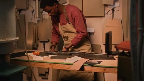 Man Working in a Small Craft Studio