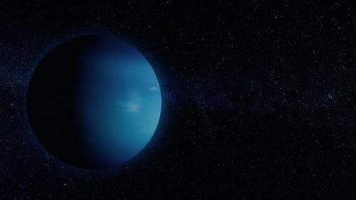 Blue Gas Giant Planet Rotating in Deep Space