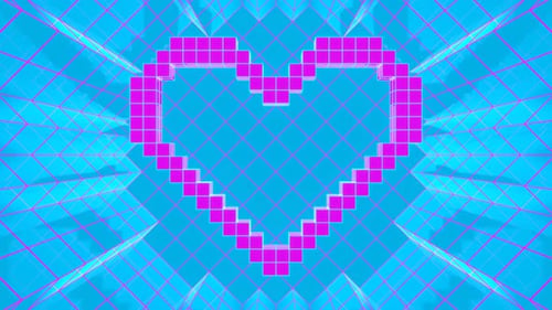 Cyan And Pink Pixel Heart Background Vj Loop In 4K