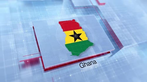Futuristic Digital Map of Ghana with Flag Animation