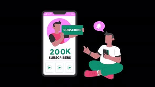Flat Design Animation of Social Media Subscriber Growth on Smartphone