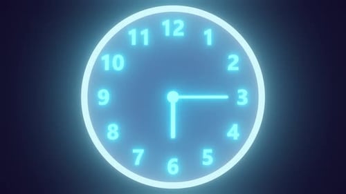Neon Clock Hands Spinning Fast Quickly Time Running Out Deadline