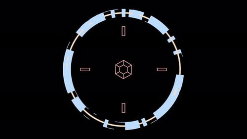 Aim HUD element target ring seamless loop alpha channel 3d render. Analysing data, display loading